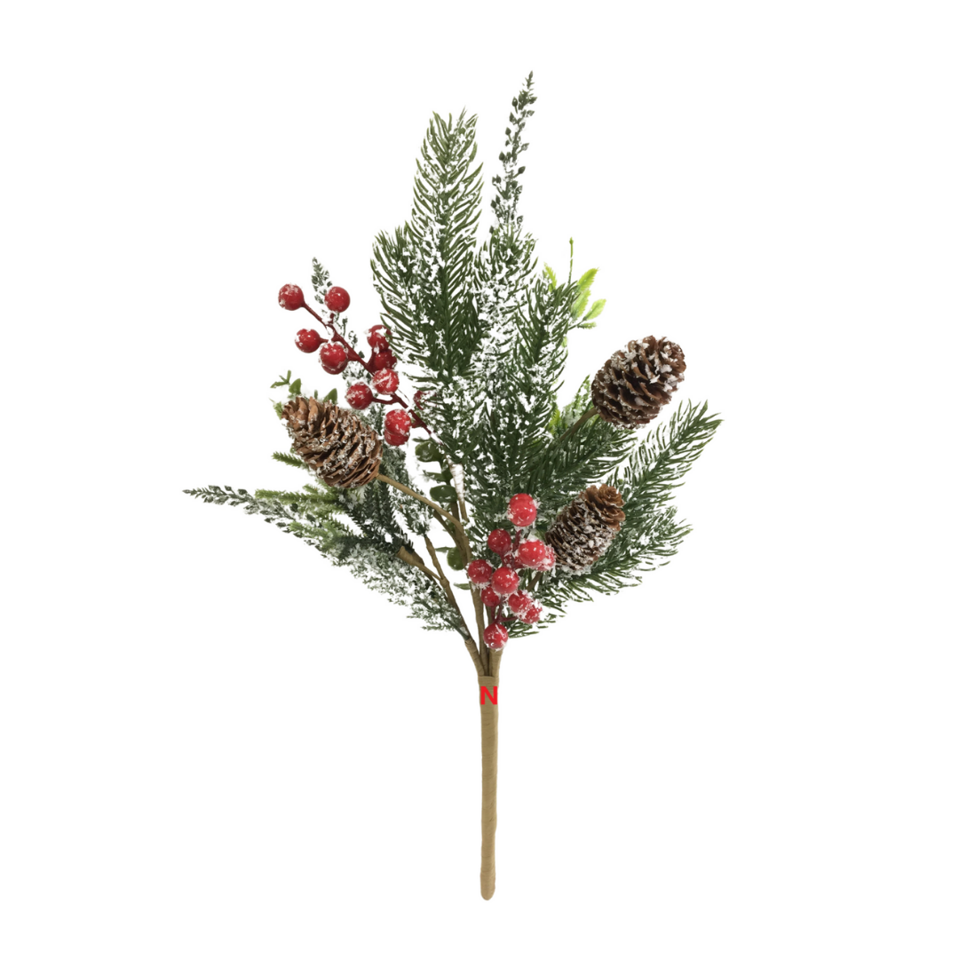 65165 20" Frosted Pine with Pinecone - W