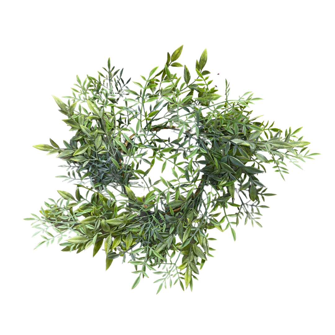 FL6414-SGY Ruscus Table Wreath - W