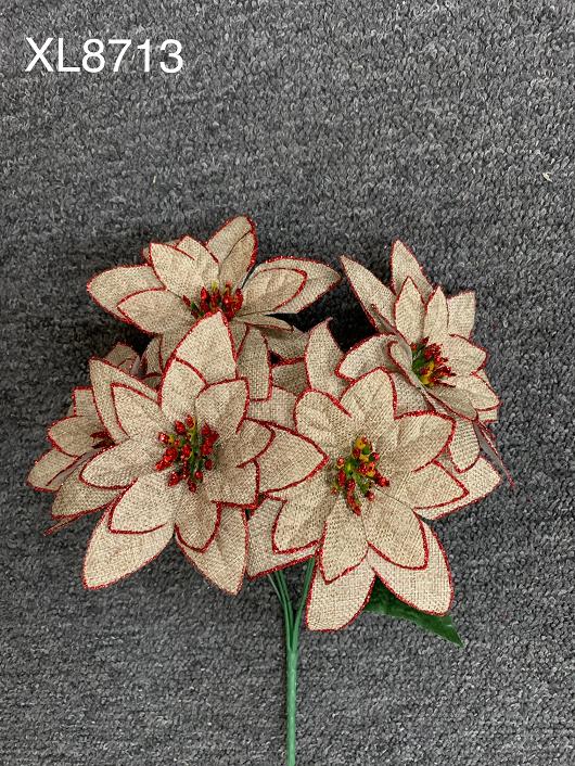 XL9077 Burlap Poinsettia Bush X 10 - R