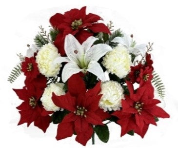 86164RDWT 21" Poinsettia Ball Mum Lily X 18 - W