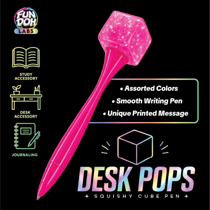 Fun Doh Desk Pops Squishy Cube Pen Assortment - Items Vary