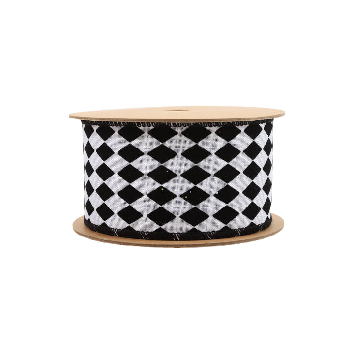 2 1/2" Wired Ribbon | Glittered Diamonds w/ Black Backing | 10 Yard Roll