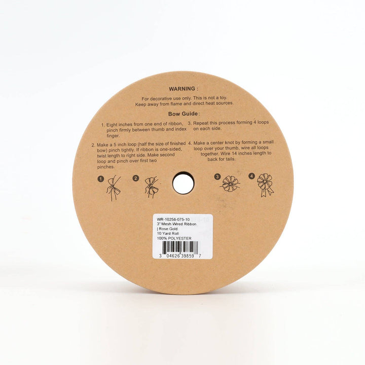 3" Mesh Wired Ribbon | Rose Gold | 10 Yard Roll