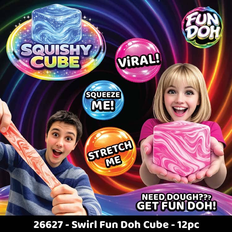 Fun Doh Swirl Squishy Cubes Viral Assortment - Colors Vary