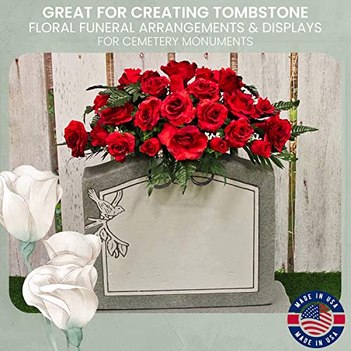 2 Pack of 12 Inch Wire Headstone Saddle with Foam Attached Rustproof Galvanized Cemetery Gravestone Saddle Made in USA