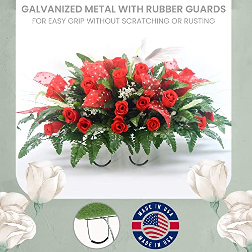 2 Pack of 12 Inch Wire Headstone Saddle with Foam Attached Rustproof Galvanized Cemetery Gravestone Saddle Made in USA