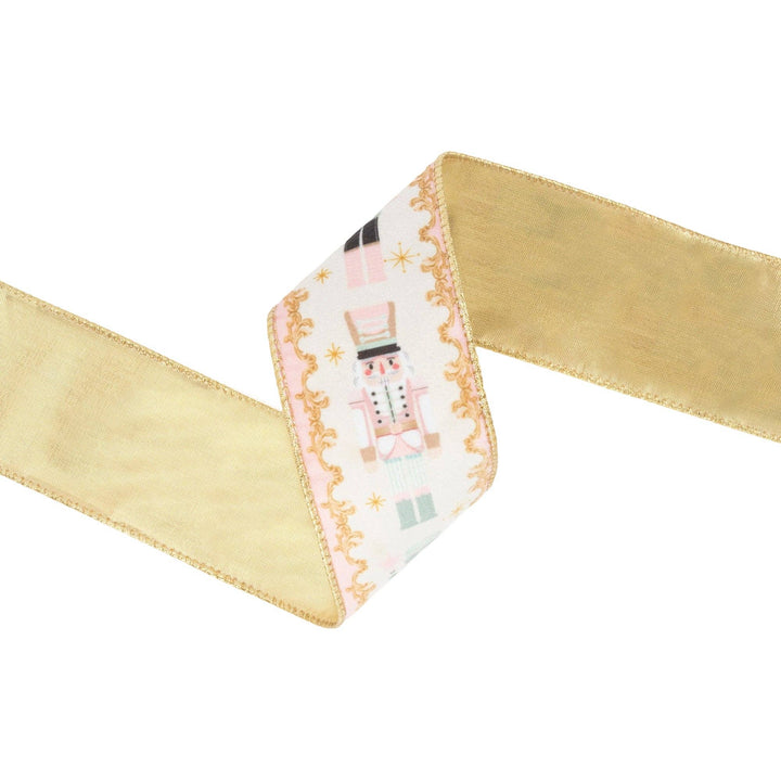 2 1/2" Wired Velvet Ribbon | Pink Nutcracker | 10 Yard Spool