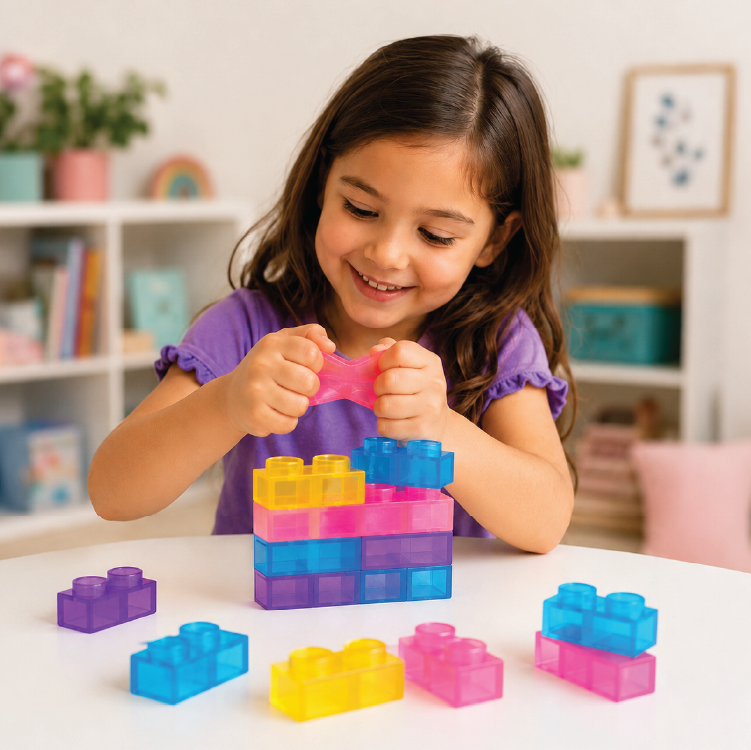 Fun Doh Squish Blocks Building Fidget Sensory Toy- Colors Vary