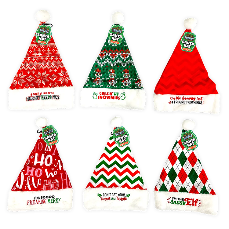 Christmas Santa Hat with Merchandising Hang Strip Assortment