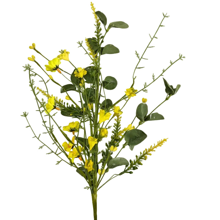 21 inch daisy eucalyptus fern spray with small yellow daisies