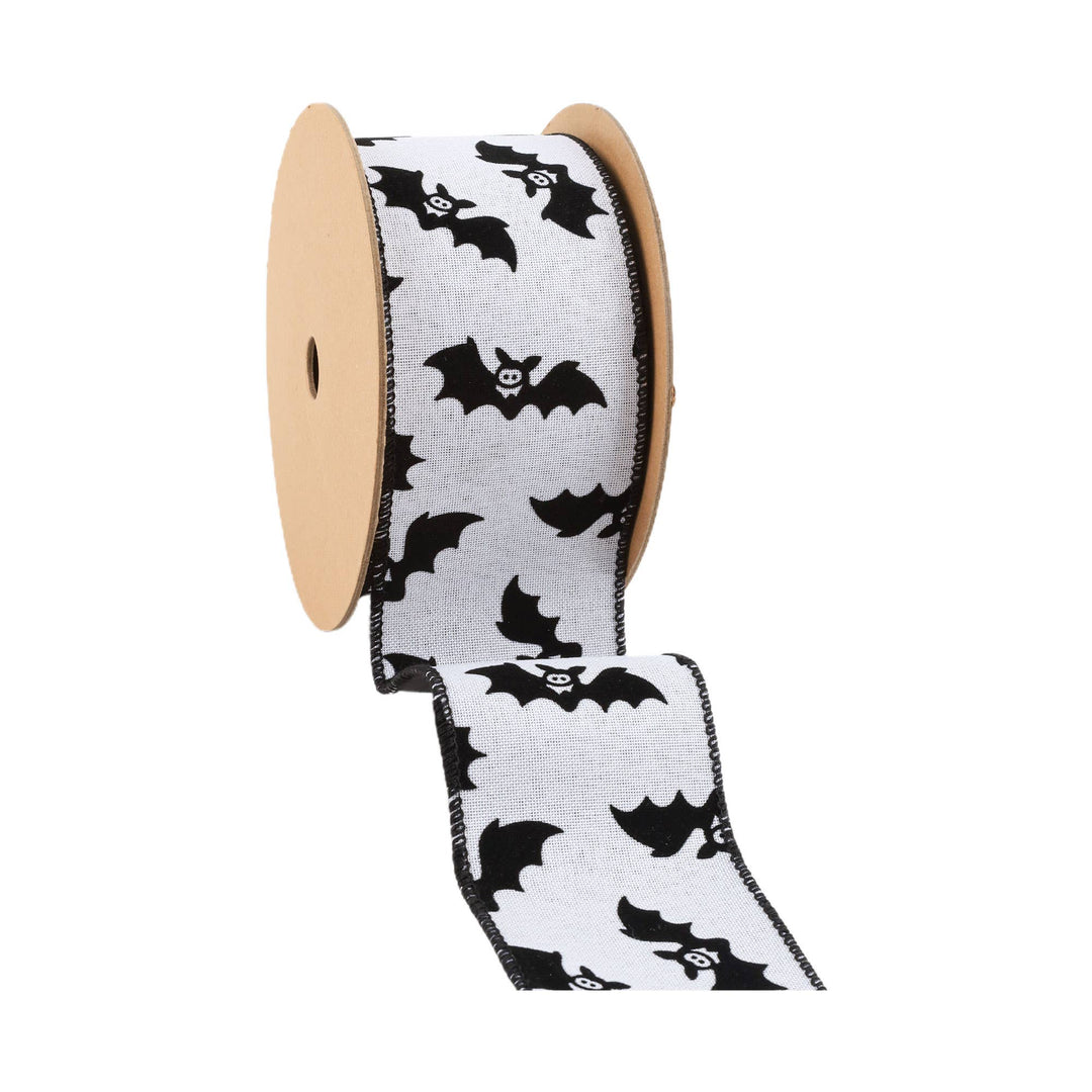 2 1/2" Wired Ribbon | Glittered Bats w/ Black Backing | 10 Yard Roll