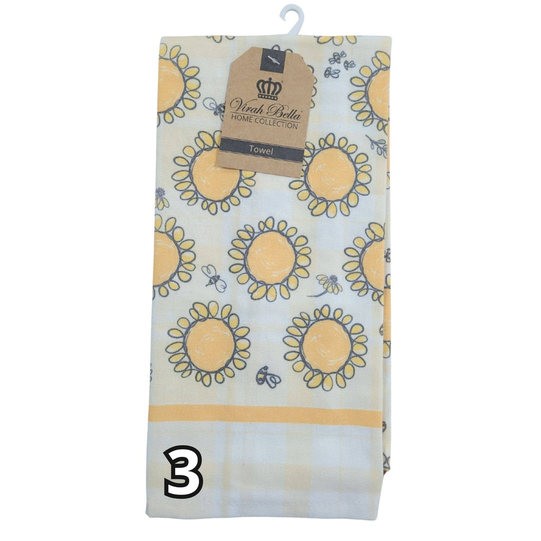 "Sweet Bee" Floral-Themed Kitchen Towels