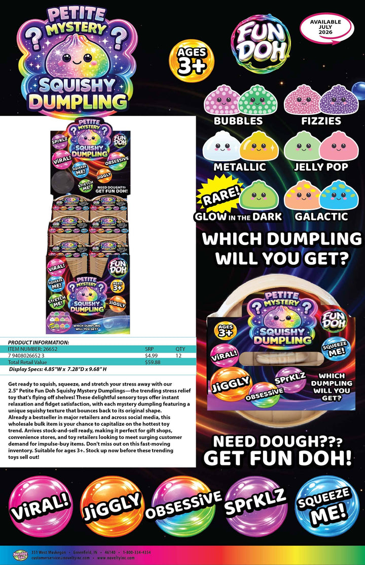 Fun Doh Squishy Mystery Mini Petite 2.5" Dumpling Toy - Mystery Colors
