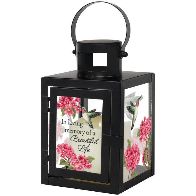 4" x 9.5" Lantern with Powder Coated Black Metal Finish and LED Candle