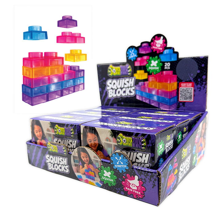 Fun Doh Squish Blocks Building Fidget Sensory Toy- Colors Vary