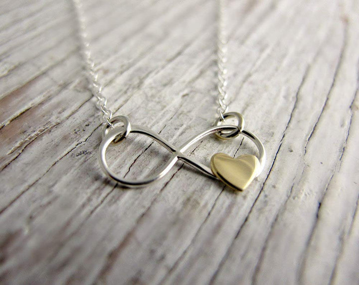 Father and Daughter Necklace • Infinite Love • 925 Sterling Silver • Infinity with Gold Heart • Birthday Memorial Remembrance Wedding • Gift for Daughter from Dad