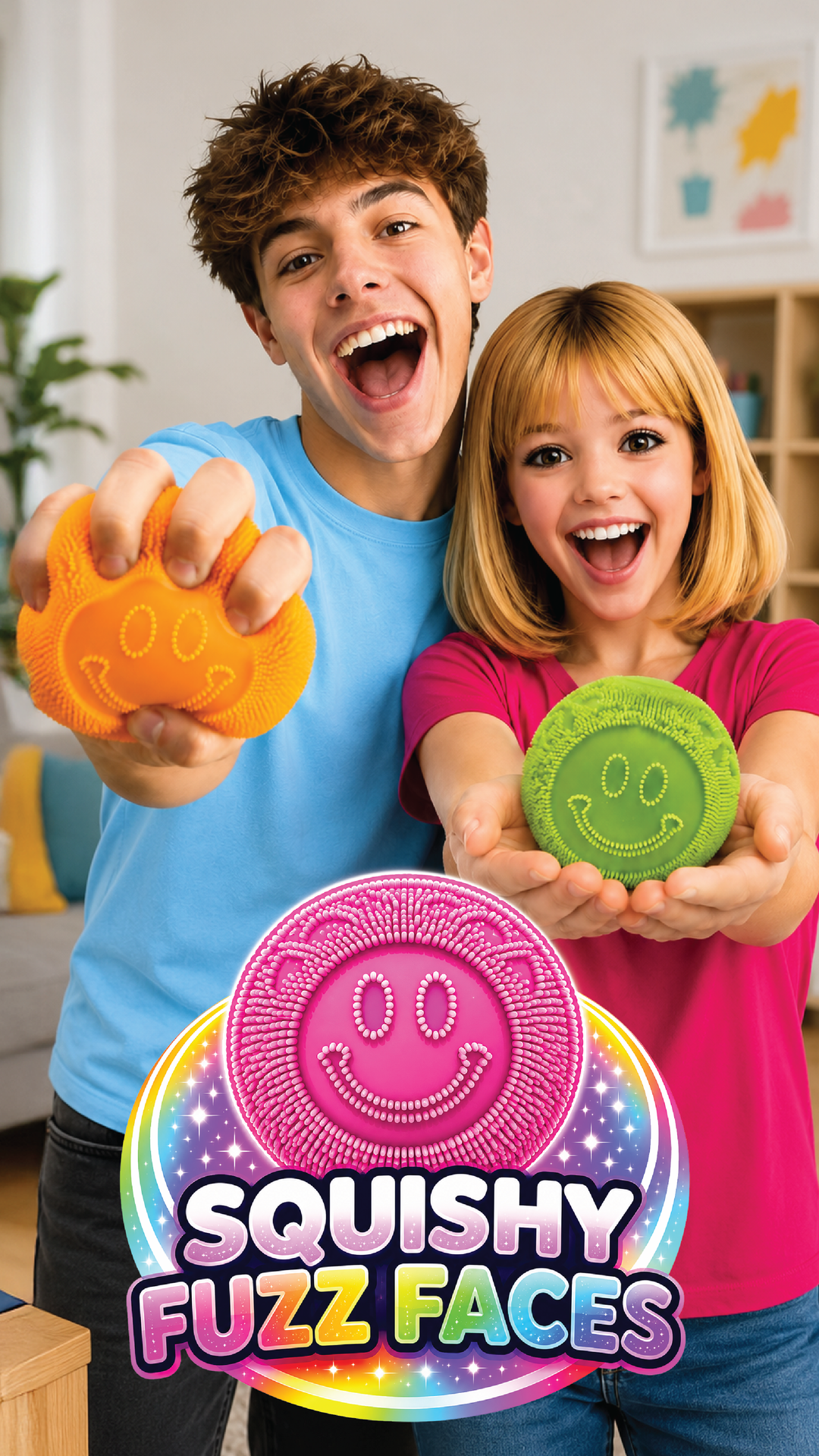 Fun Doh Fuzzy Face Squishy Sensory Toy - Colors Vary