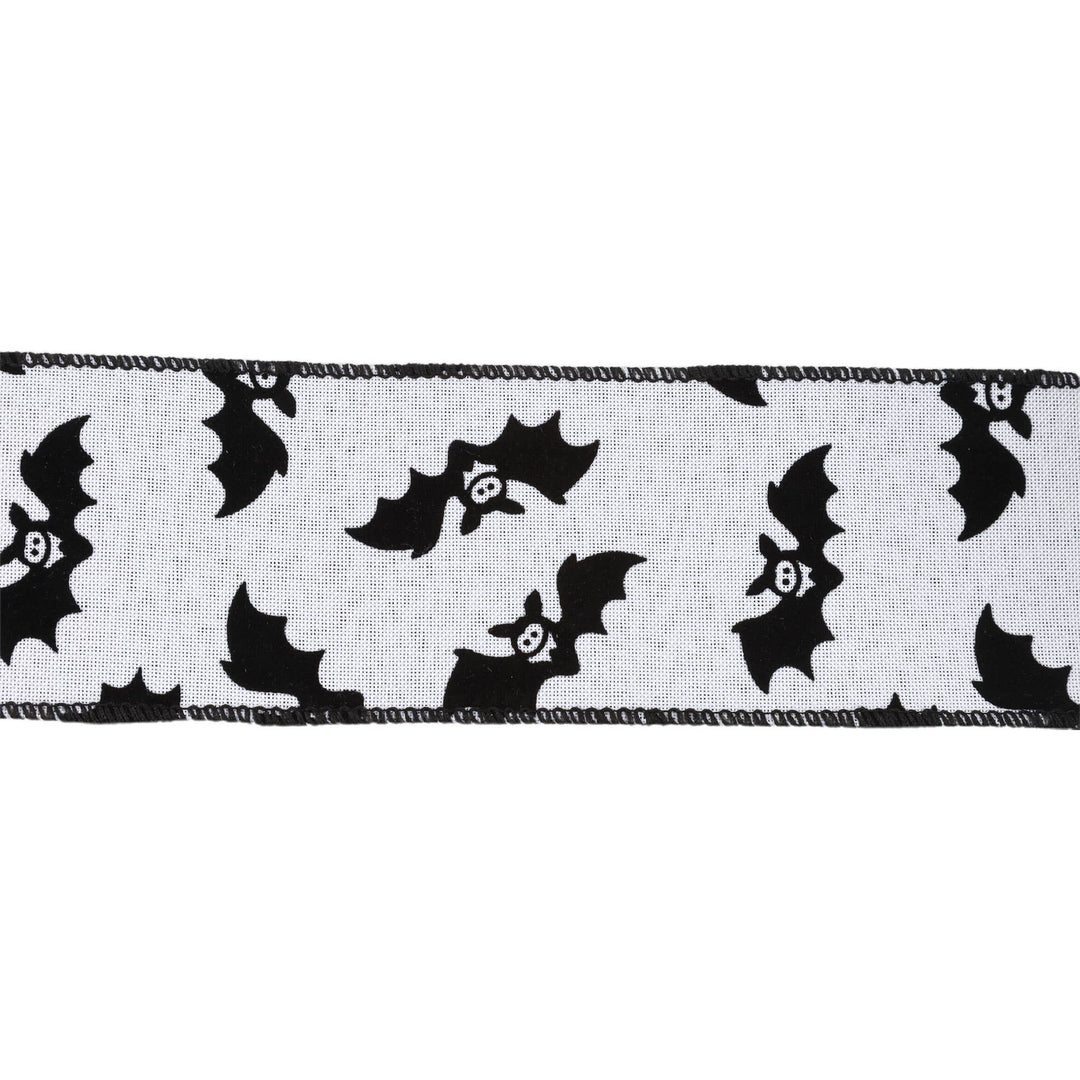 2 1/2" Wired Ribbon | Glittered Bats w/ Black Backing | 10 Yard Roll