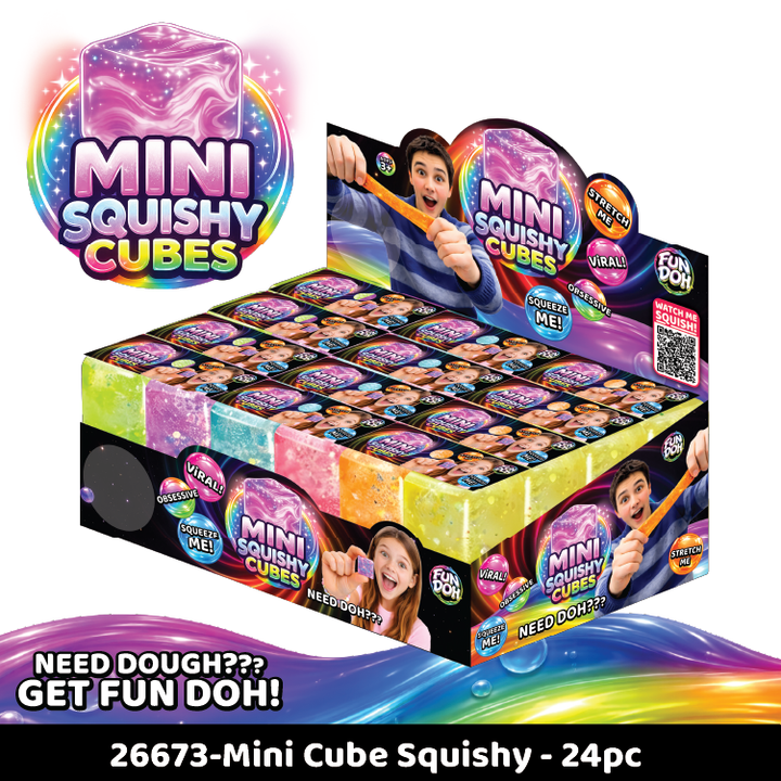 Fun Doh MINI Squishy Cube 2 Pack VIRAL Variety - Colors Vary Per Package