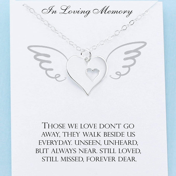 In Memory Of • Memorial Charm Necklace • Sterling Silver Heart • Grief Jewelry • Sympathy Gift