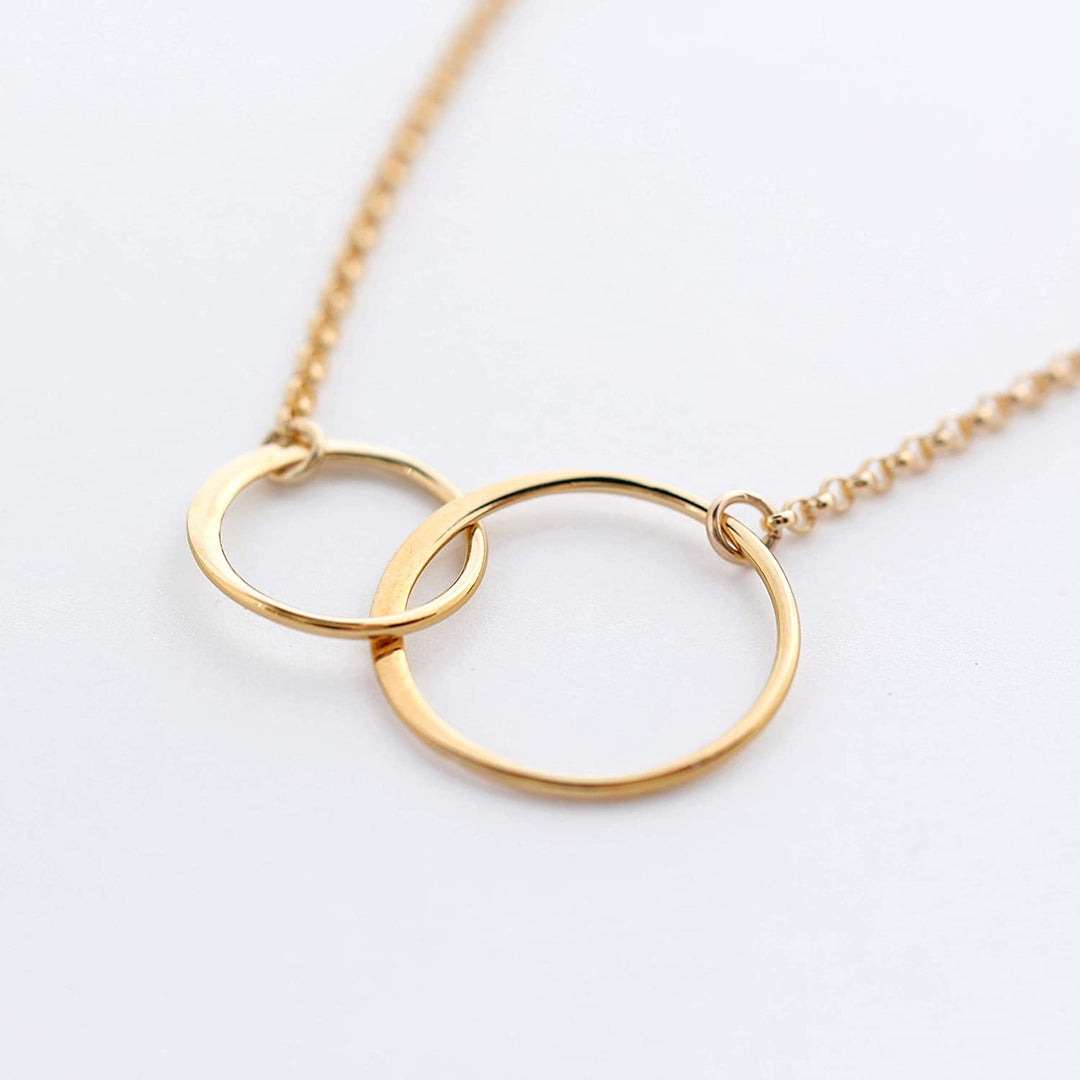 Father Daughter Gift Necklace • Infinite Love • Father and Daughter Gifts • Jewelry for Daughter from Dad Stepdad • Gold • Father of the Bride • Two Connected Circles • Memorial Remembrance Charm
