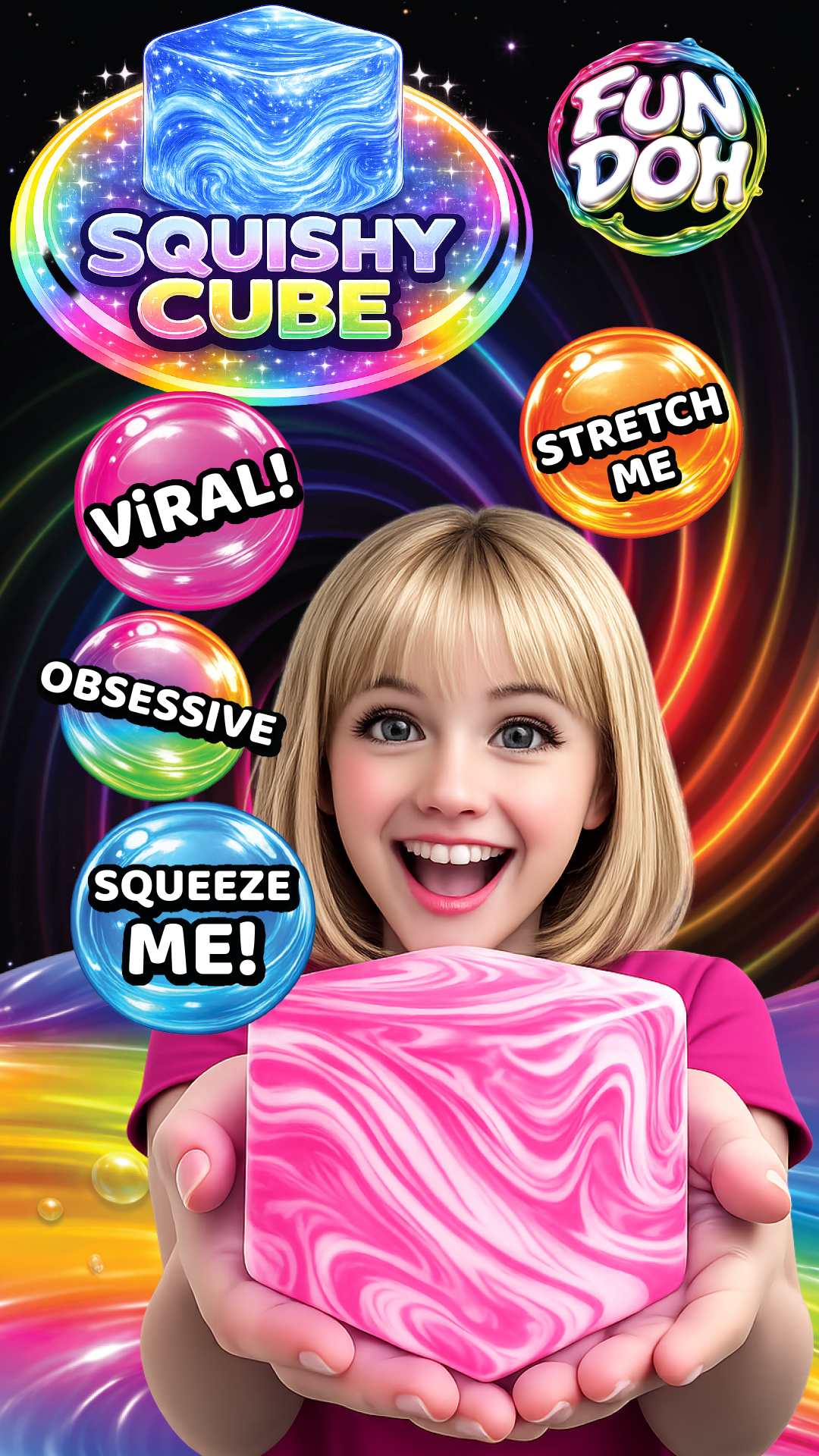 Fun Doh Swirl Squishy Cubes Viral Assortment - Colors Vary