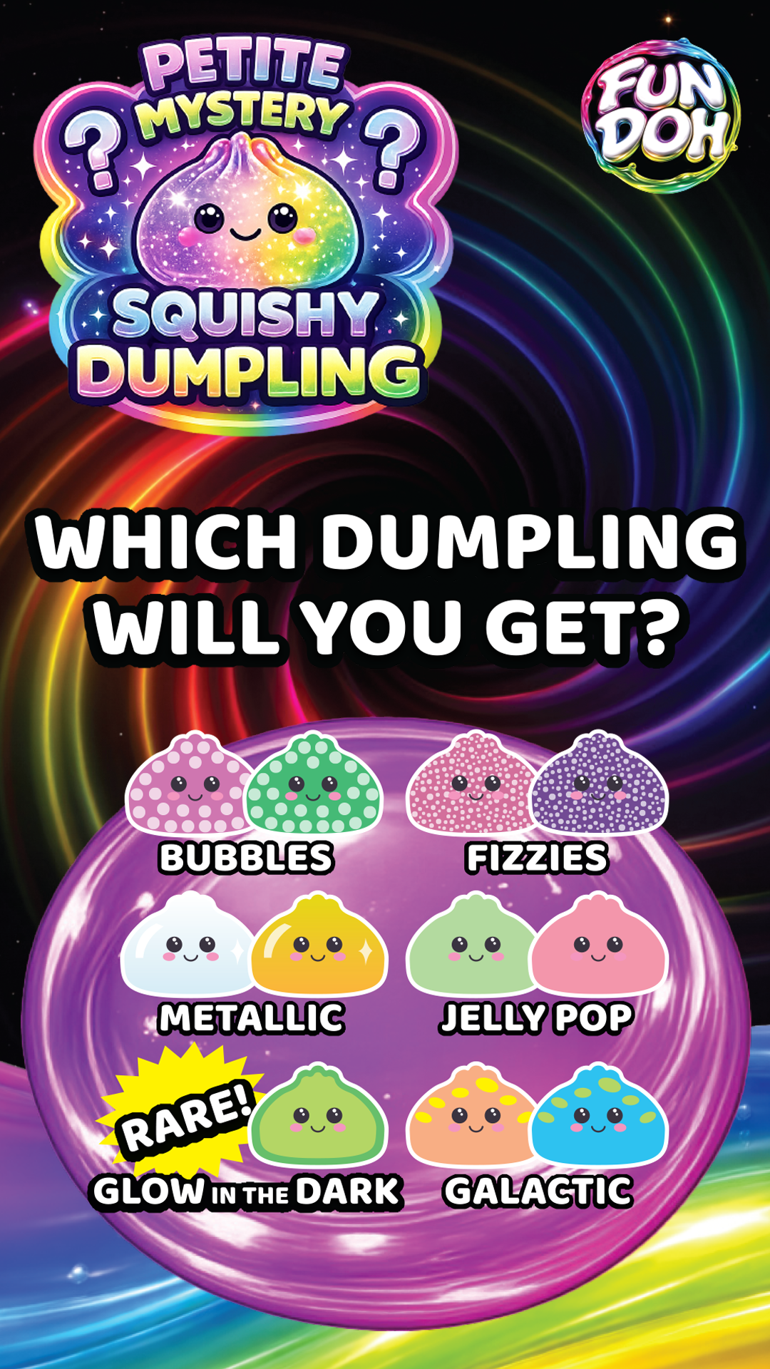 Fun Doh Squishy Mystery Mini Petite 2.5" Dumpling Toy - Mystery Colors