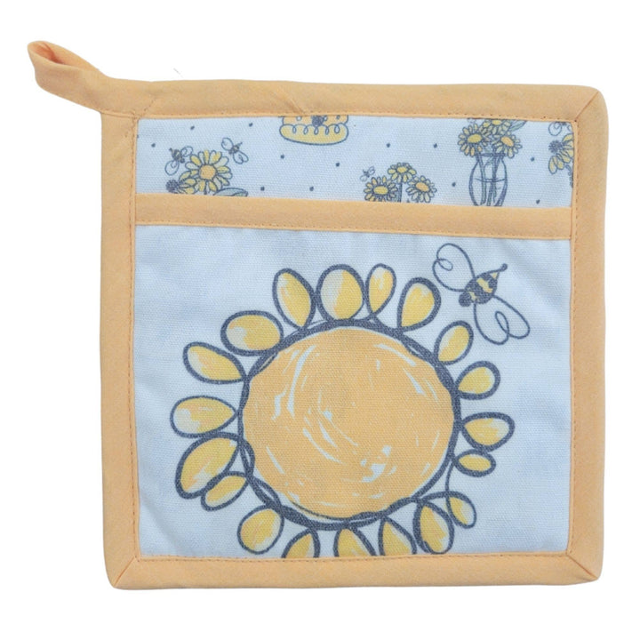 "Sweet Bee" Floral-Themed Pocket Mitt