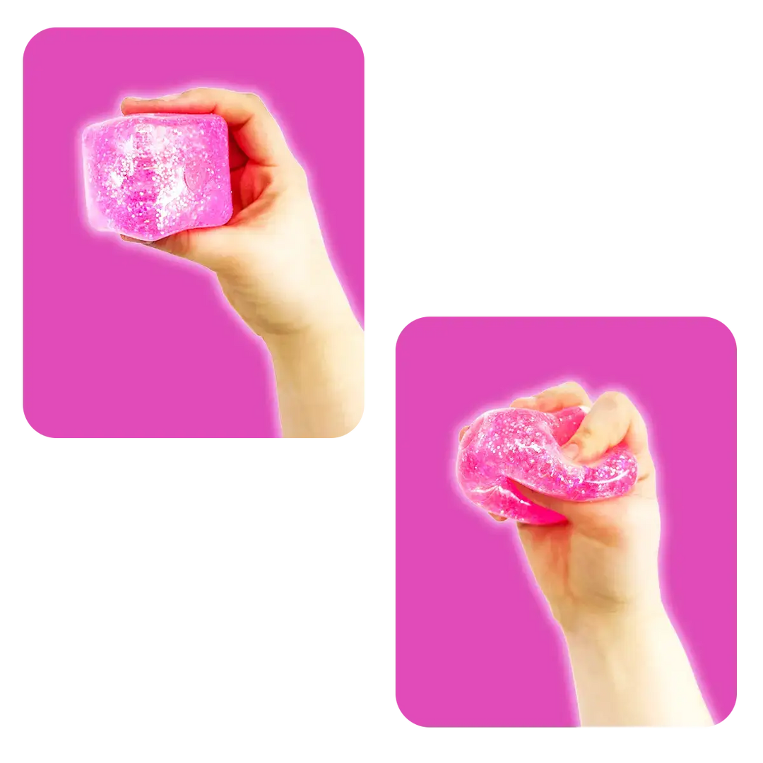 Fun Doh Squish & Squeeze Sparkle Cube Fidget Toy - Colors Vary
