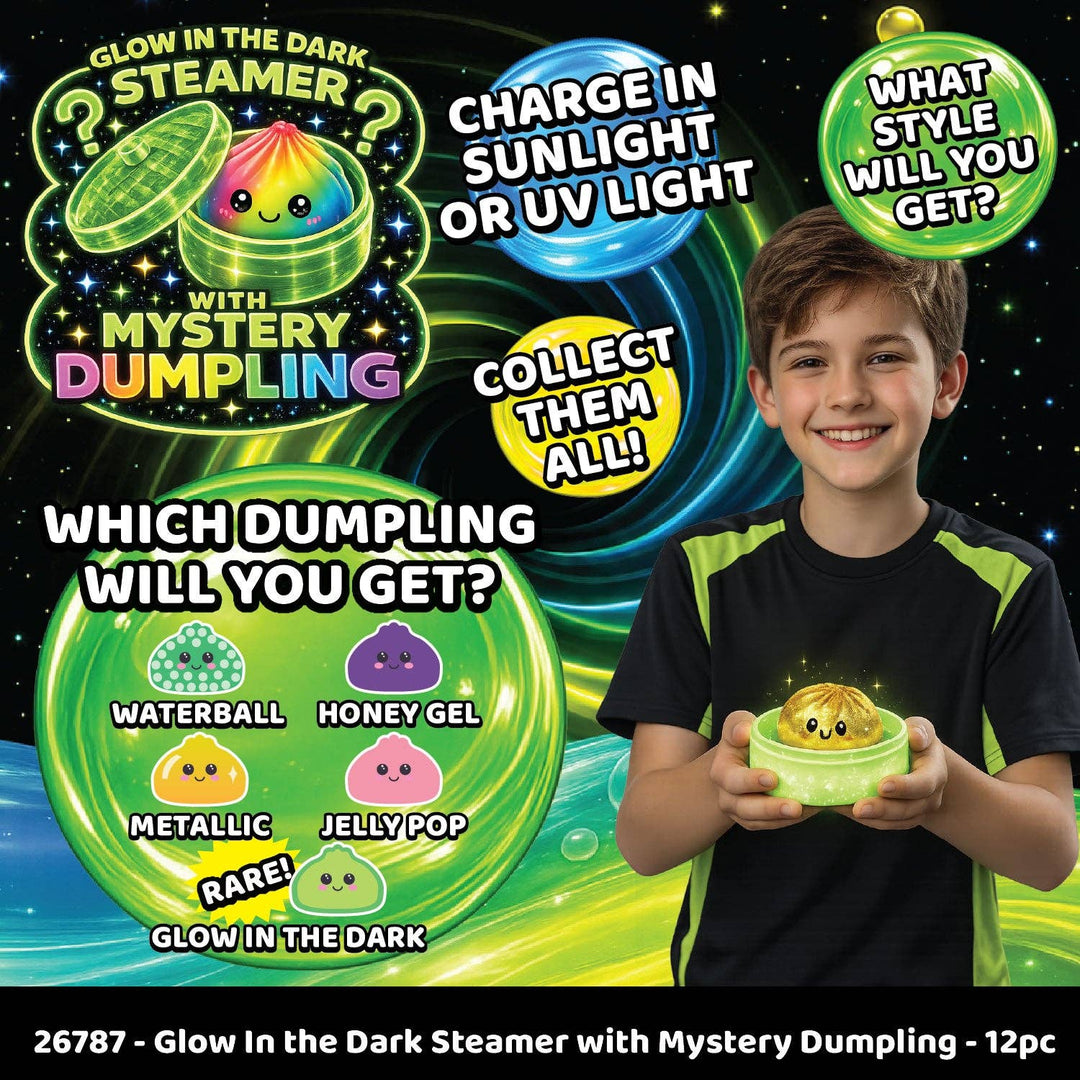 Glow-in-the-Dark Mystery Dumpling Squishy Toy - 12/Display