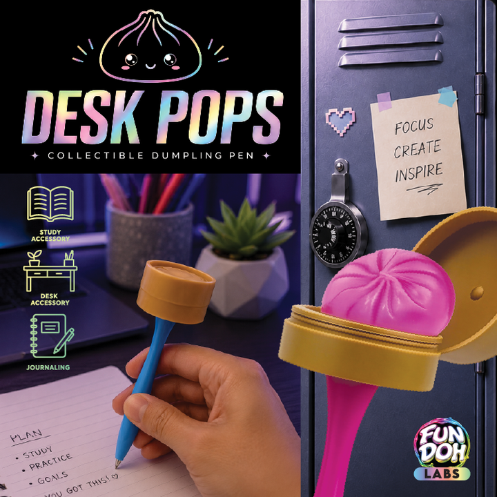 Fun Doh Squishy Dumpling Pen Desk Pop Variety - Colors Vary