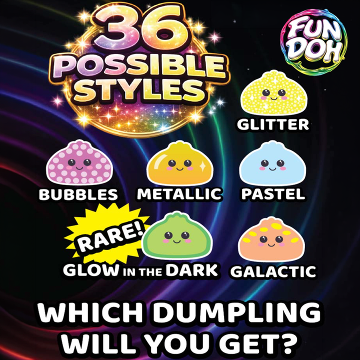 Fun Doh Mystery Dumpling Squishies - Ultra Rare Collection - Colors Vary