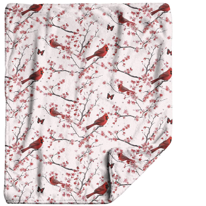 "Cardinal Blossoms" Plush Travel Blanket with Matching Case