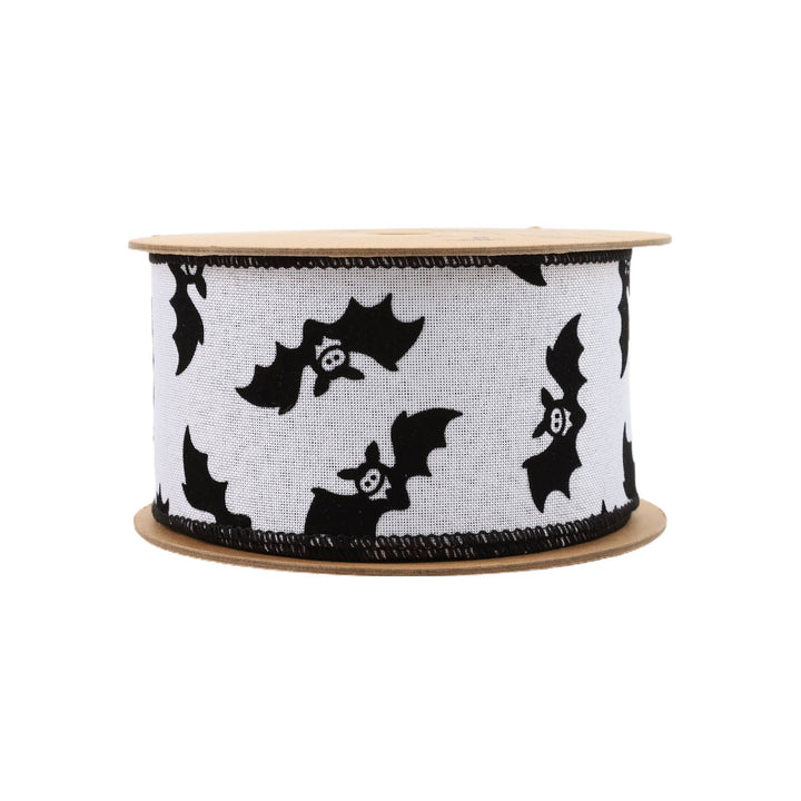 2 1/2" Wired Ribbon | Glittered Bats w/ Black Backing | 10 Yard Roll