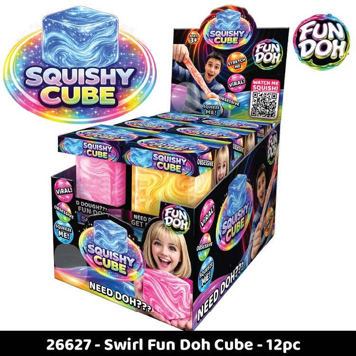 Fun Doh Swirl Squishy Cubes Viral Assortment - Colors Vary