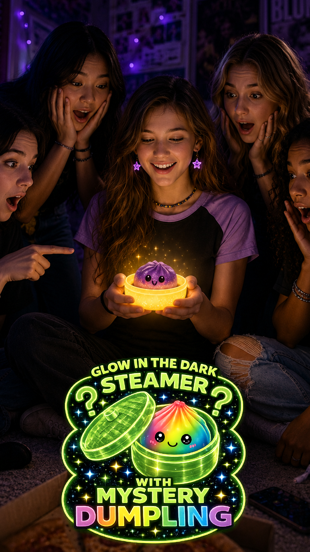 Glow-in-the-Dark Mystery Dumpling Squishy Toy - 12/Display