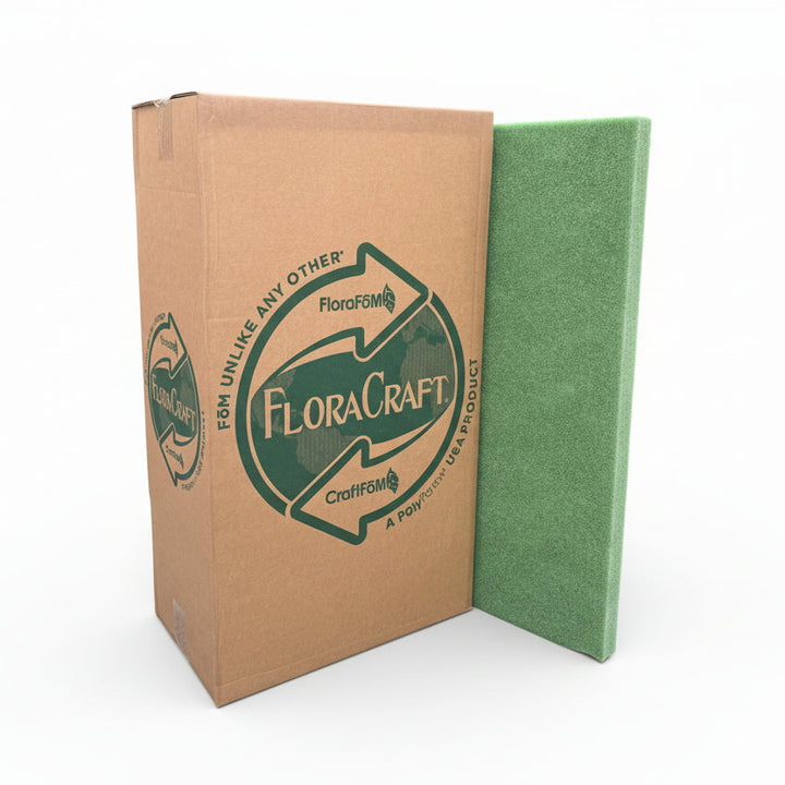Case of FloraCraft 2x12x36 inch green floral foam perfect for floral arrangements