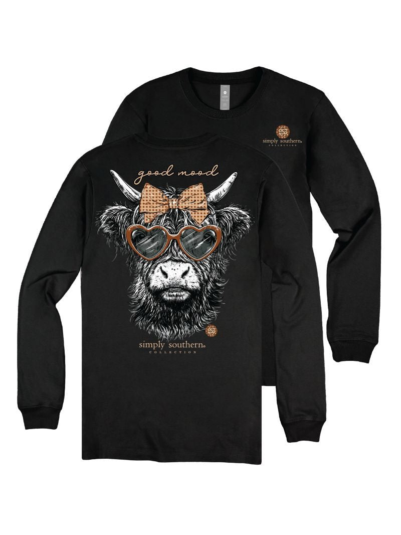 Simply Southern Adult or Youth "Mood" Long Sleeve T-Shirt in Black