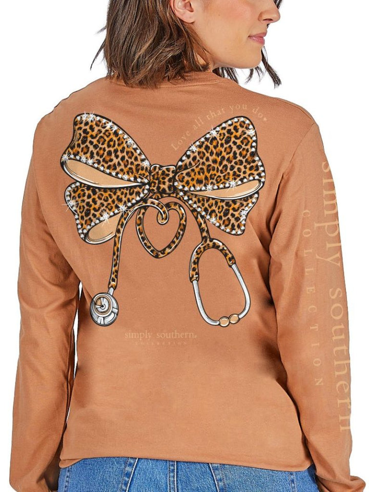 Simply Southern Long Sleeve T-Shirt "Nurse" in Chestnut