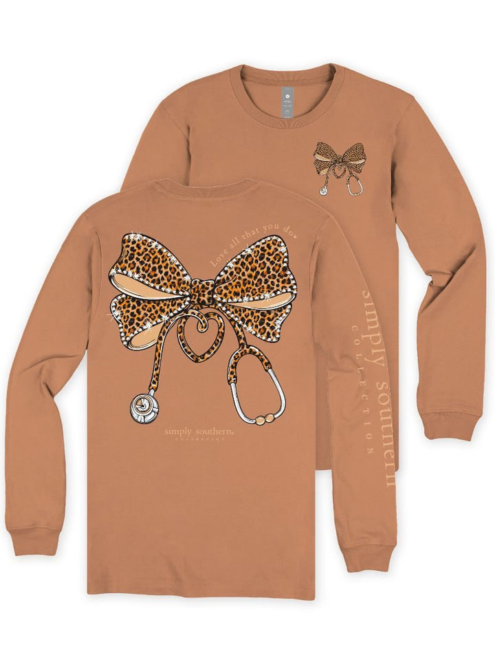 Simply Southern Long Sleeve T-Shirt "Nurse" in Chestnut