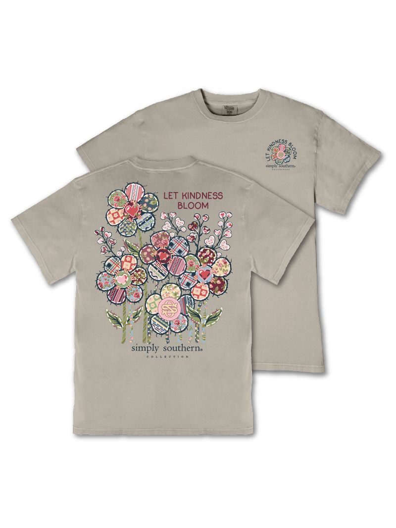Simply Southern Mineral Washed "Bloom" Short Sleeve T-Shirt in Birch