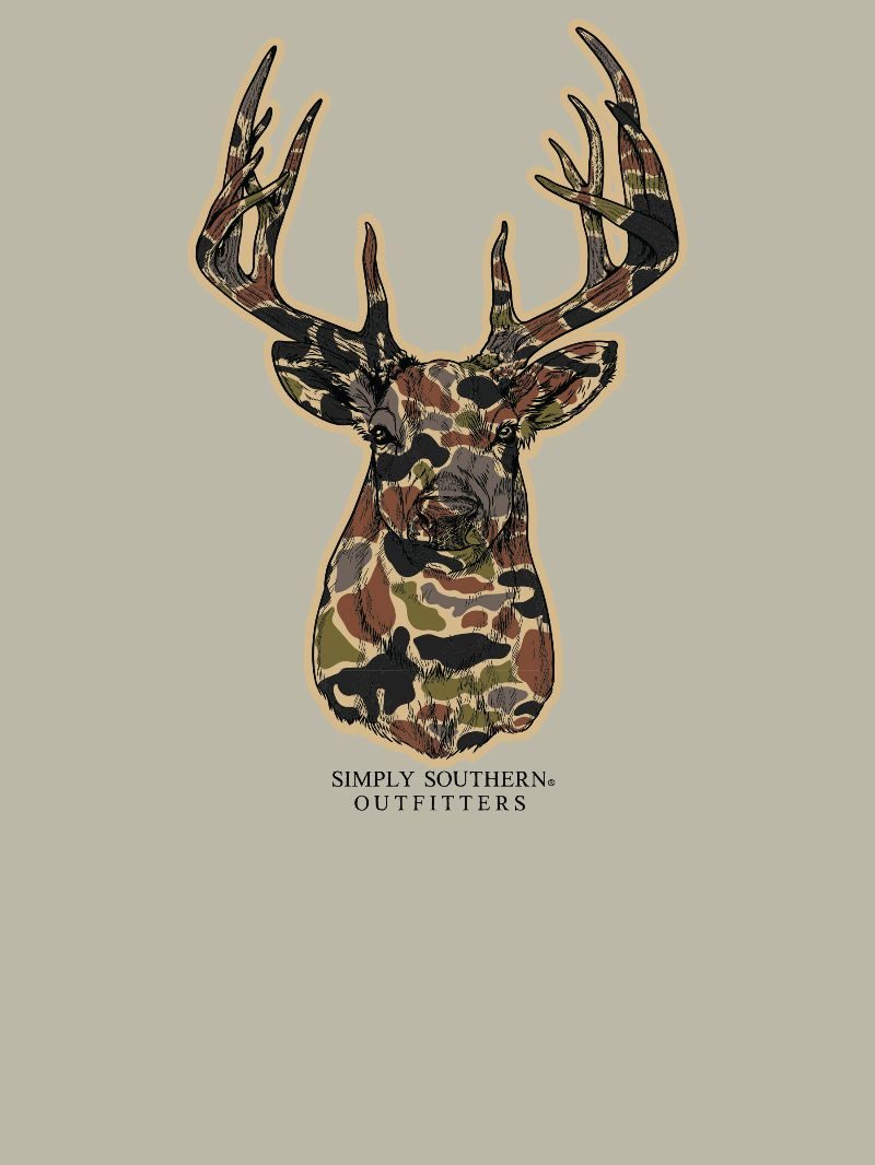 Simply Southern Mineral Washed Short Sleeve Camo Deer T-Shirt in Birch