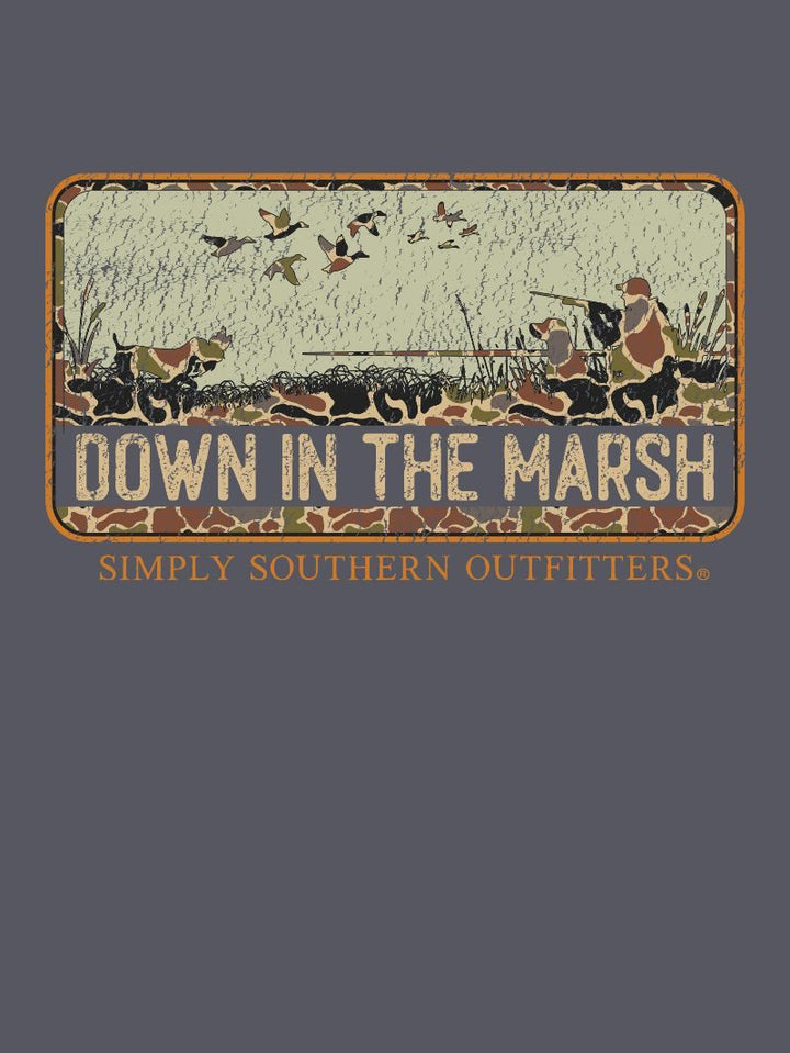 Simply Southern Mineral Washed Short Sleeve "Down in the Marsh" Duck T-Shirt in Graphite