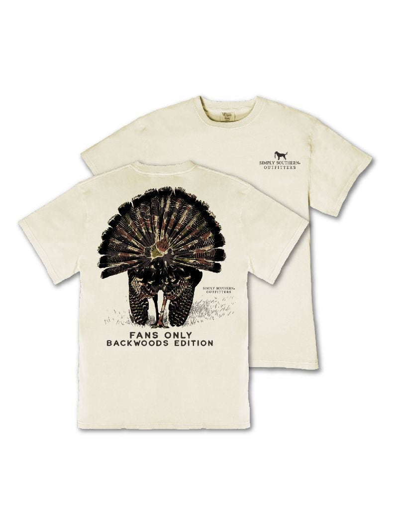 Simply Southern Mineral Washed Short Sleeve Turkey Fans Only T-Shirt in Bone