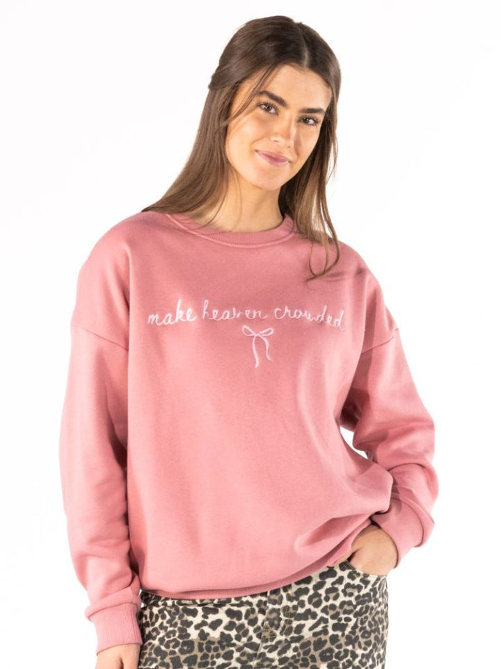 Simply Southern Embroidered "Make Heaven Crowded" Salmon Crew