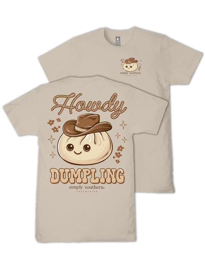 Simply Southern Adult or Youth Cowboy Dumplings Short Sleeve T-Shirt in Clay