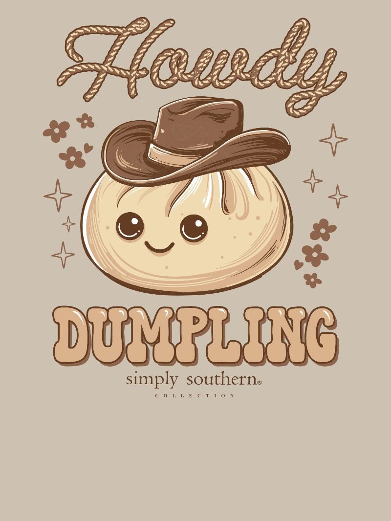 Simply Southern Adult or Youth Cowboy Dumplings Short Sleeve T-Shirt in Clay