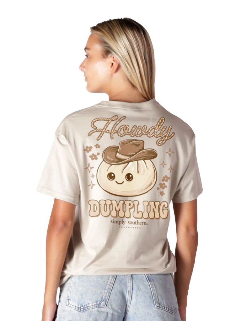 Simply Southern Adult or Youth Cowboy Dumplings Short Sleeve T-Shirt in Clay