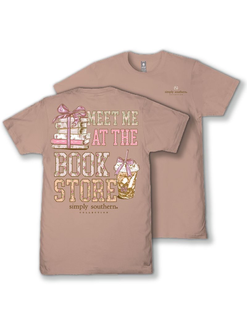 Simply Southern "Meet Me at the Bookstore" Short Sleeve T-Shirt in Mahogany