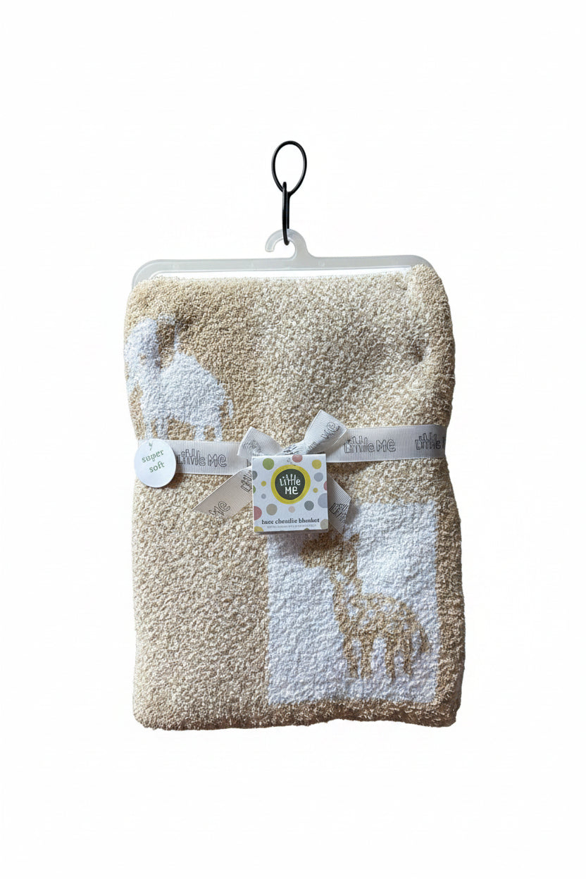 Super Soft Luxe Chenille Blanket "Beige /White Giraffe" by Little Me
